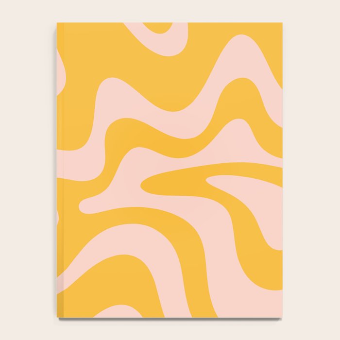 Liquid Swirl Retro Abstract Pattern in Mustard Orange and Light Blush Pink Notebook Gallery Image 4