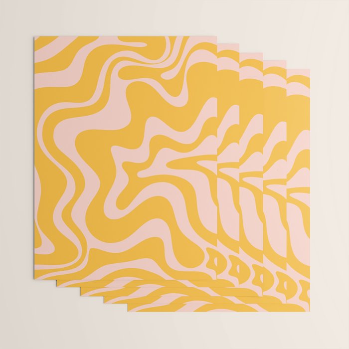 Liquid Swirl Retro Abstract Pattern in Mustard Orange and Light Blush Pink Wrapping Paper Gallery Image 3