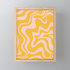 Liquid Swirl Retro Abstract Pattern in Mustard Orange and Light Blush Pink Mini Art Print Gallery Image 1