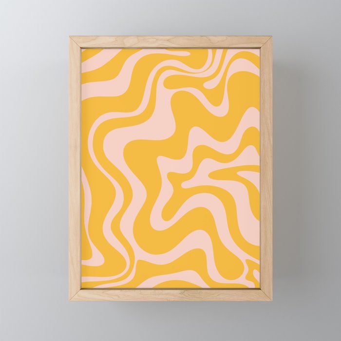 Liquid Swirl Retro Abstract Pattern in Mustard Orange and Light Blush Pink Mini Art Print Gallery Image 1
