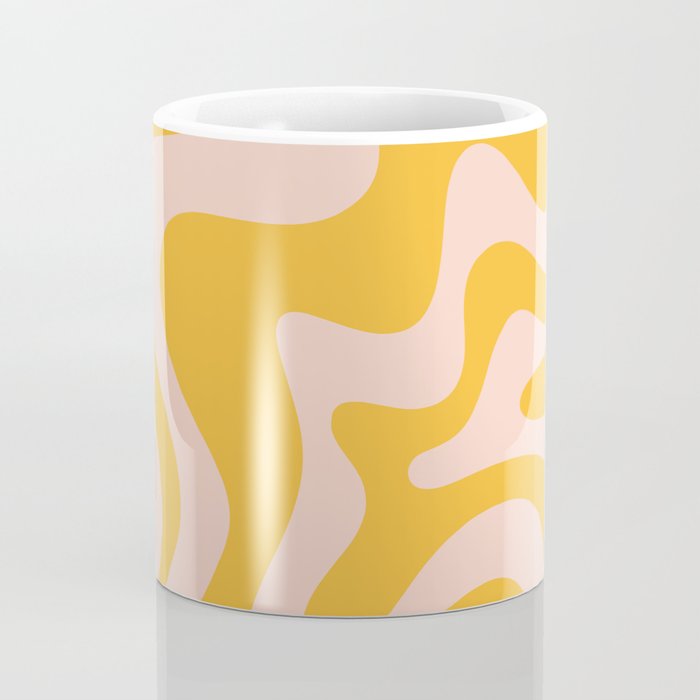 Liquid Swirl Retro Abstract Pattern in Mustard Orange and Light Blush Pink Coffee Mug Gallery Image 4