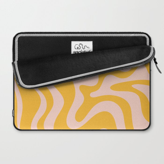 Liquid Swirl Retro Abstract Pattern in Mustard Orange and Light Blush Pink Laptop Sleeve Gallery Image 2