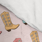 Cowgirl Boots and Daisies, Blush Pink, Mint, Cute Pastel Cowboy Pattern Comforter Gallery Image 4