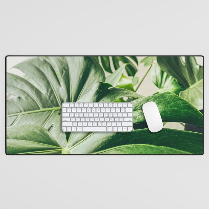 House Plants: Minimal Monstera Leaves Desk Mat Gallery Image 1