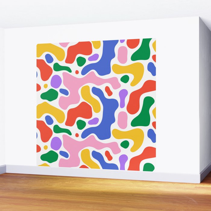 Colorful rainbow organic shape art pattern Wall Mural Gallery Image 2
