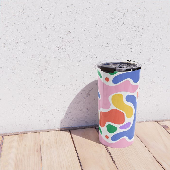 Colorful rainbow organic shape art pattern Travel Mug Gallery Image 4