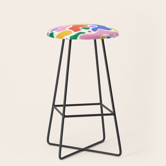 Colorful rainbow organic shape art pattern Stool Gallery Image 1