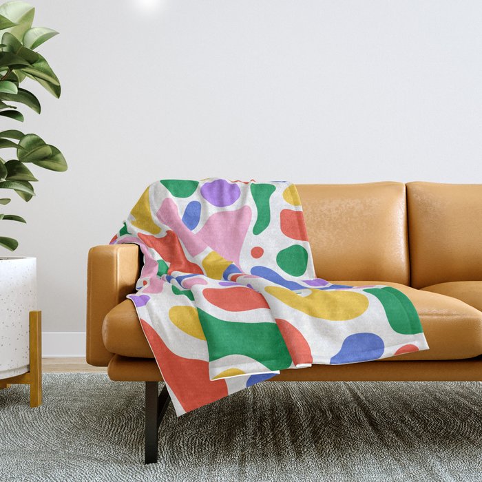 Colorful rainbow organic shape art pattern Throw Blanket Gallery Image 1
