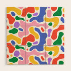 Colorful rainbow organic shape art pattern Wood Wall Art Gallery Image 1