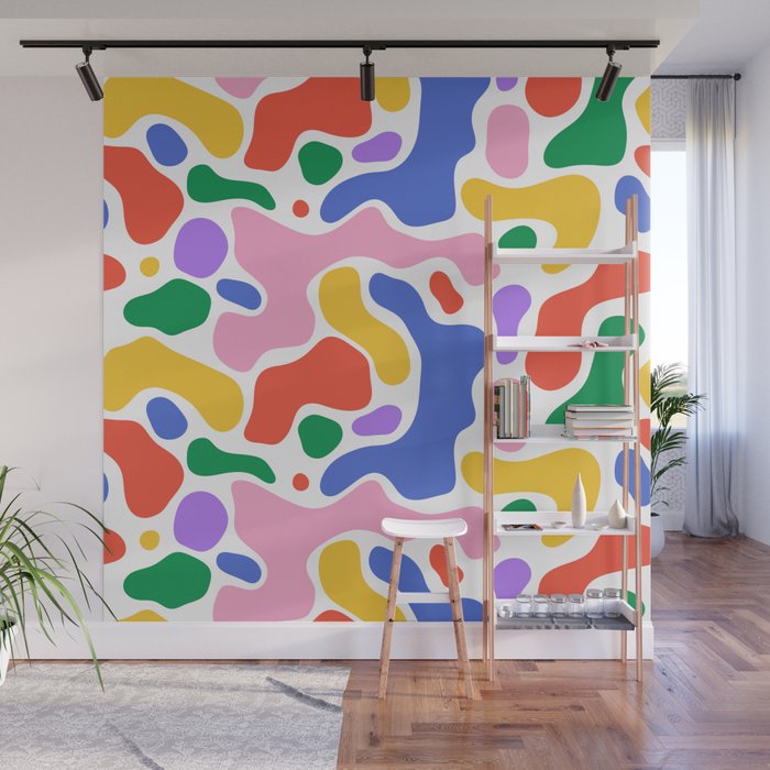 Colorful rainbow organic shape art pattern Wall Mural Gallery Image 1