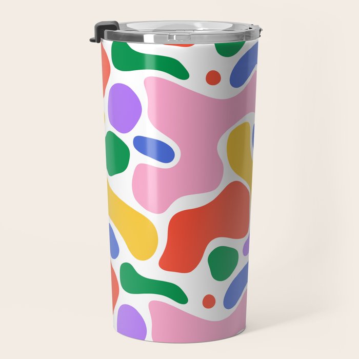 Colorful rainbow organic shape art pattern Travel Mug Gallery Image 3