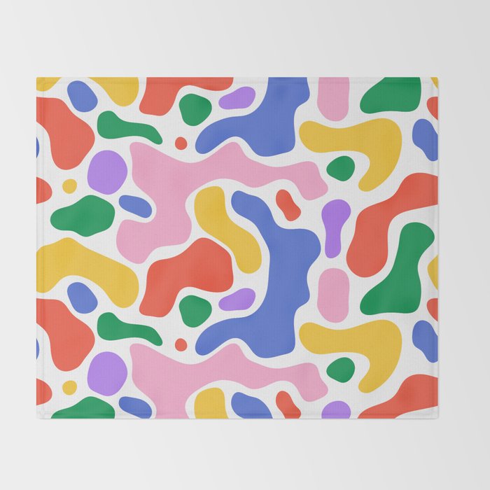 Colorful rainbow organic shape art pattern Throw Blanket Gallery Image 2