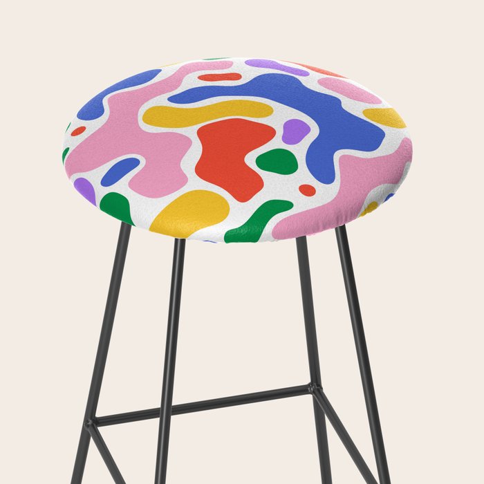 Colorful rainbow organic shape art pattern Stool Gallery Image 2