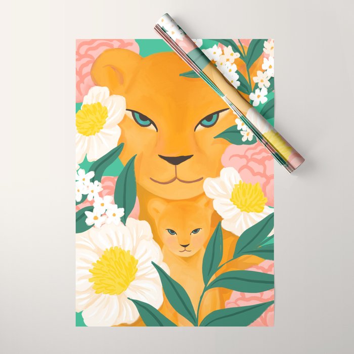 Mother Lion and Cub I Wrapping Paper Gallery Image 1