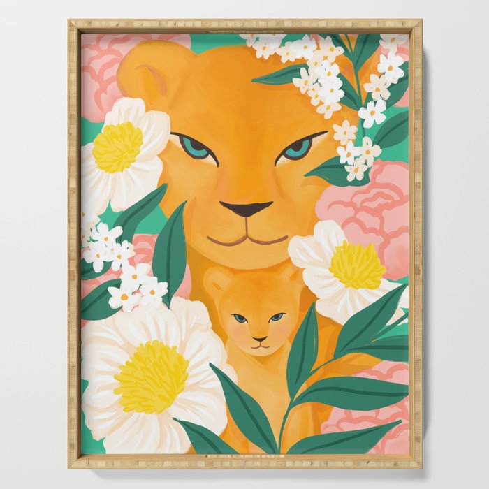 Mother Lion and Cub I Serving Tray Gallery Image 1