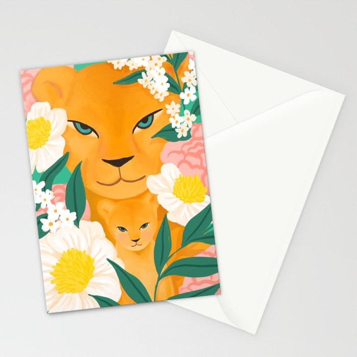Mother Lion and Cub I Stationery Card Gallery Image 2