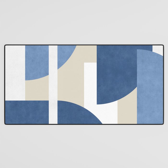 Halfmoon Colorblocks Composition - Blue Navy Desk Mat Gallery Image 3