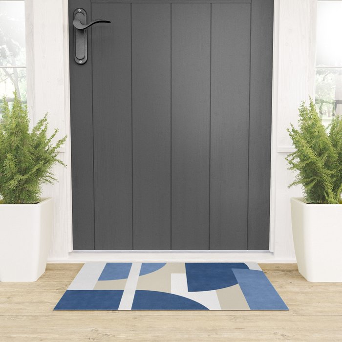 Halfmoon Colorblocks Composition - Blue Navy Welcome Mat Gallery Image 3