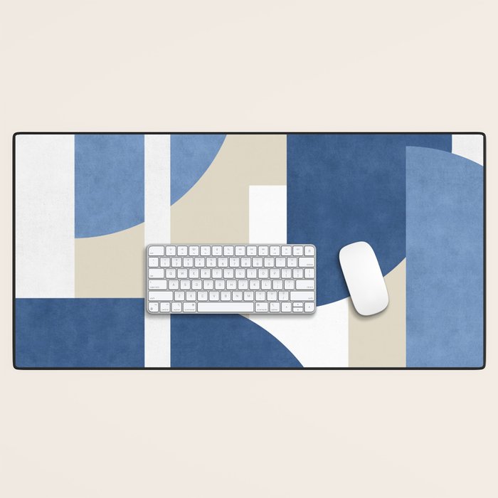 Halfmoon Colorblocks Composition - Blue Navy Desk Mat Gallery Image 1