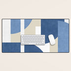 Halfmoon Colorblocks Composition - Blue Navy Desk Mat Gallery Image 1