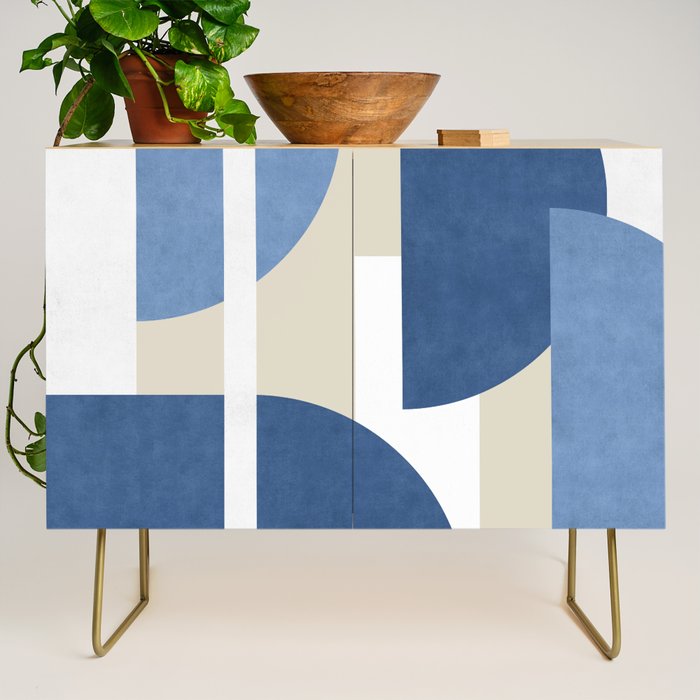 Halfmoon Colorblocks Composition - Blue Navy Credenza Gallery Image 1