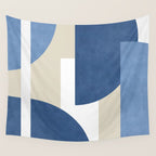 Halfmoon Colorblocks Composition - Blue Navy Wall Tapestry Gallery Image 4