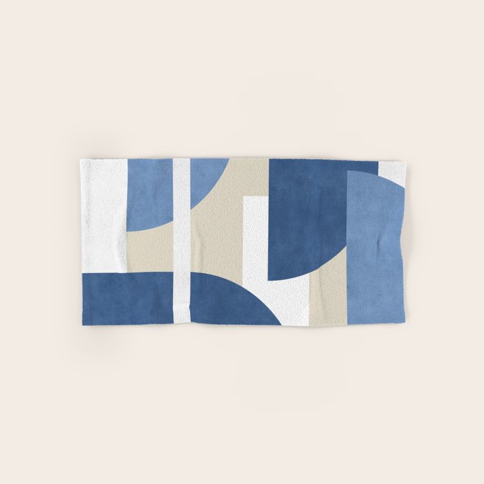 Halfmoon Colorblocks Composition - Blue Navy Bath Towel Gallery Image 1