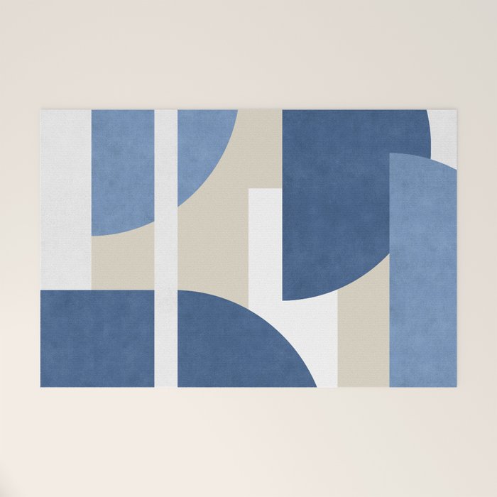Halfmoon Colorblocks Composition - Blue Navy Welcome Mat Gallery Image 1