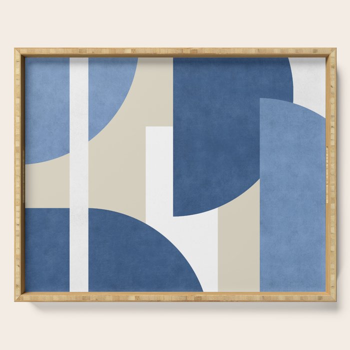 Halfmoon Colorblocks Composition - Blue Navy Serving Tray Gallery Image 1