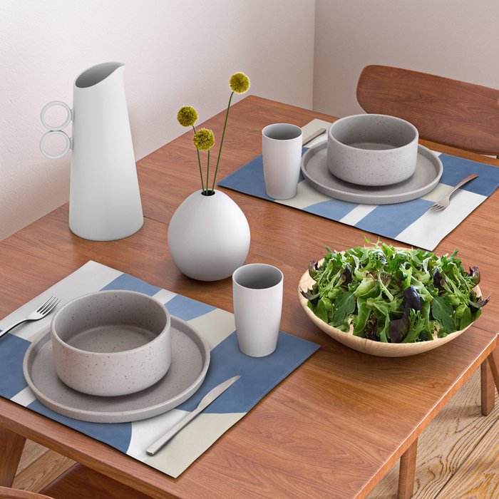 Halfmoon Colorblocks Composition - Blue Navy Placemat Gallery Image 2