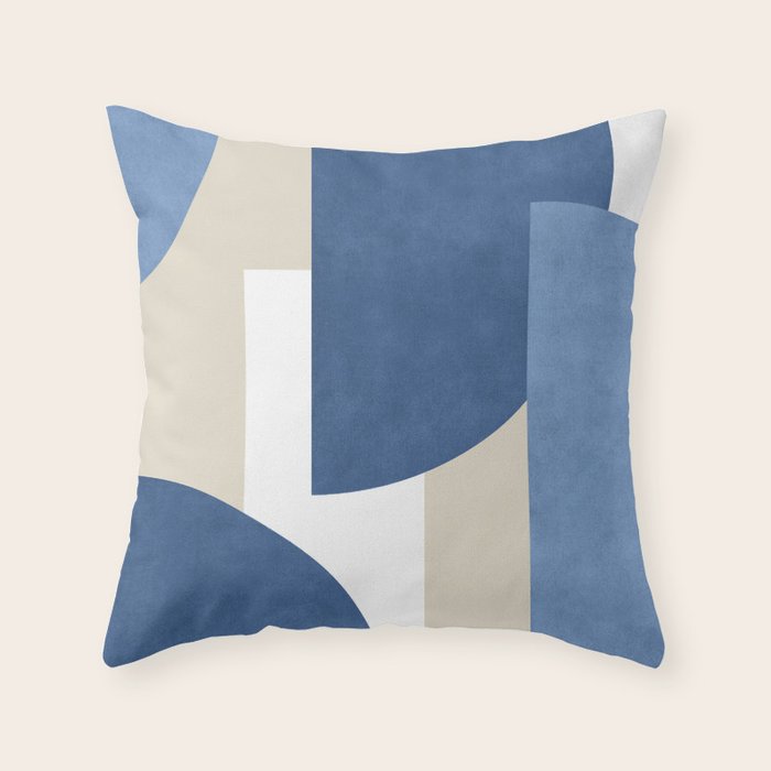 Halfmoon Colorblocks Composition - Blue Navy Throw Pillow Gallery Image 1