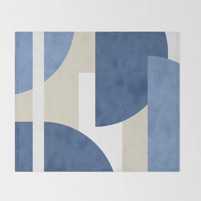Halfmoon Colorblocks Composition - Blue Navy Throw Blanket Gallery Image 2