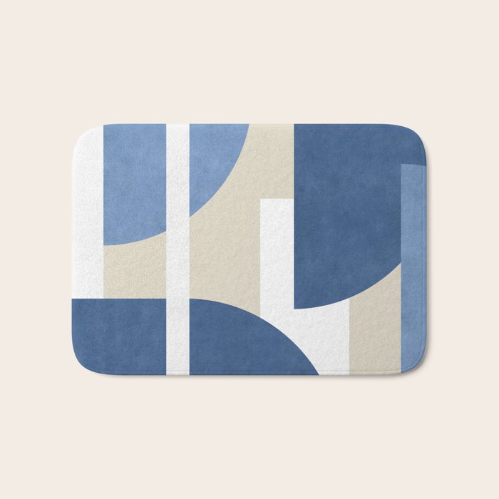 Halfmoon Colorblocks Composition - Blue Navy Bath Mat Gallery Image 1