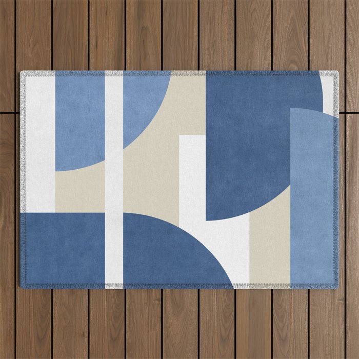 Halfmoon Colorblocks Composition - Blue Navy Outdoor Rug