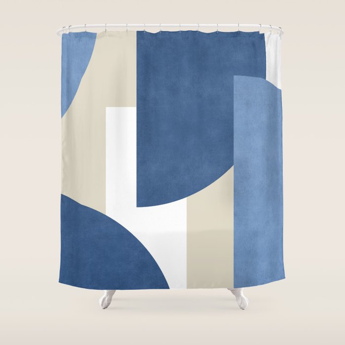 Halfmoon Colorblocks Composition - Blue Navy Shower Curtain Gallery Image 1
