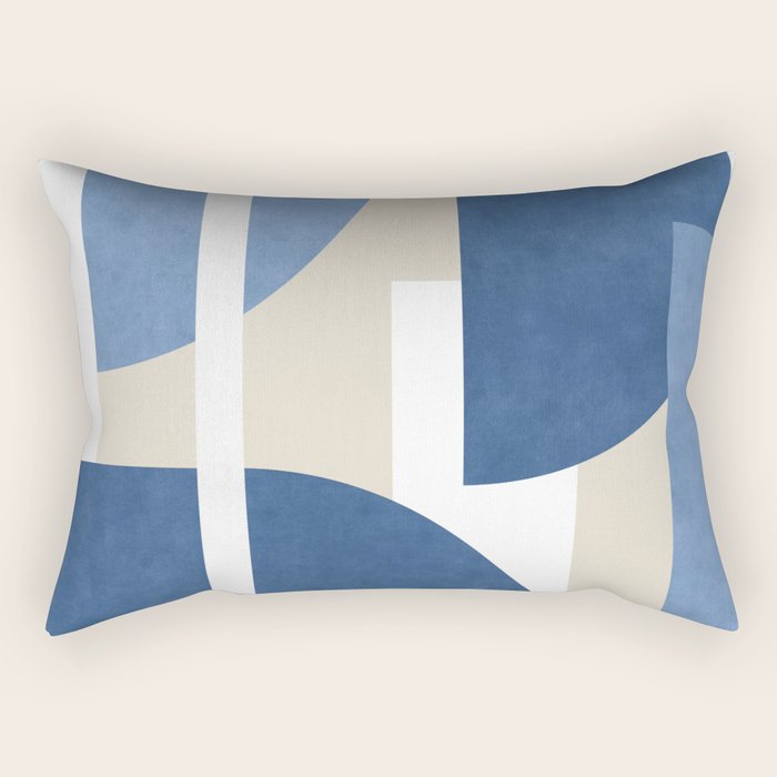 Halfmoon Colorblocks Composition - Blue Navy Rectangular Pillow Gallery Image 2