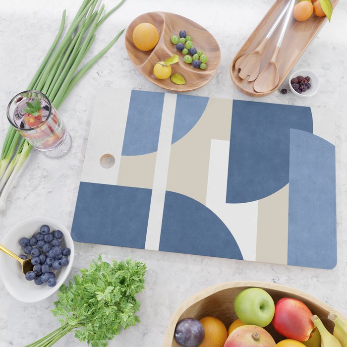 Halfmoon Colorblocks Composition - Blue Navy Cutting Board Gallery Image 2