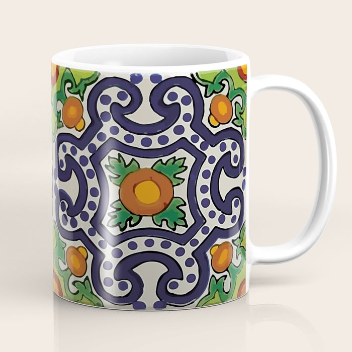 Oranges talavera tile abstract pattern modern decoration Coffee Mug Gallery Image 1