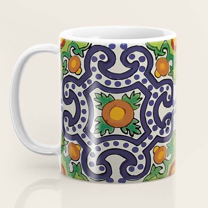 Oranges talavera tile abstract pattern modern decoration Coffee Mug Gallery Image 3