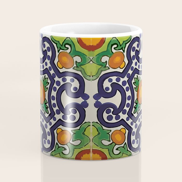 Oranges talavera tile abstract pattern modern decoration Coffee Mug Gallery Image 4