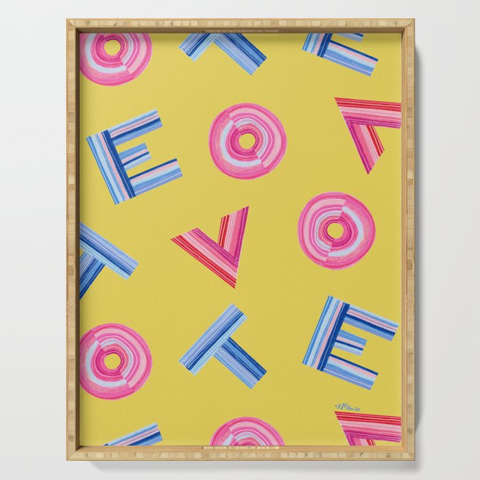 Cast Your Vote | Hand-Lettered Pattern in Yellow Serving Tray Gallery Image 1