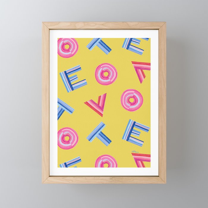 Cast Your Vote | Hand-Lettered Pattern in Yellow Mini Art Print Gallery Image 1