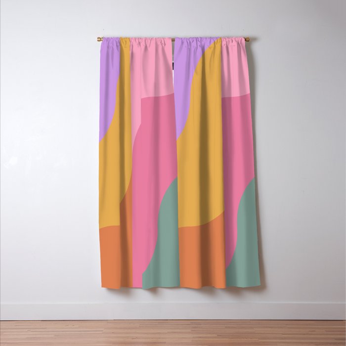 Colorful Wavy Stripes Abstract Window Curtain Gallery Image 3