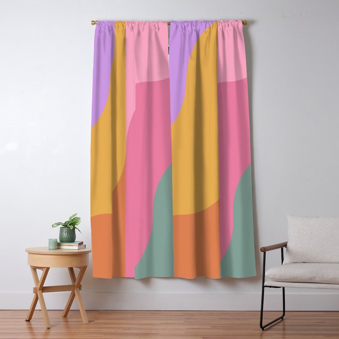Colorful Wavy Stripes Abstract Window Curtain Gallery Image 5