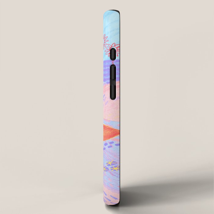 Retro Sunflower & Rainbow in Blue & Pink iPhone Case Gallery Image 2