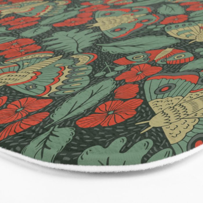 Moths in Emerald Twilight Bath Mat Gallery Image 3