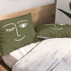Wink (Olive Green) Pillow Sham Gallery Image 2