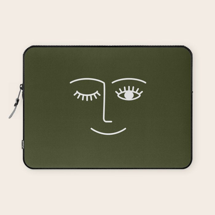 Wink (Olive Green) Laptop Sleeve Gallery Image 1