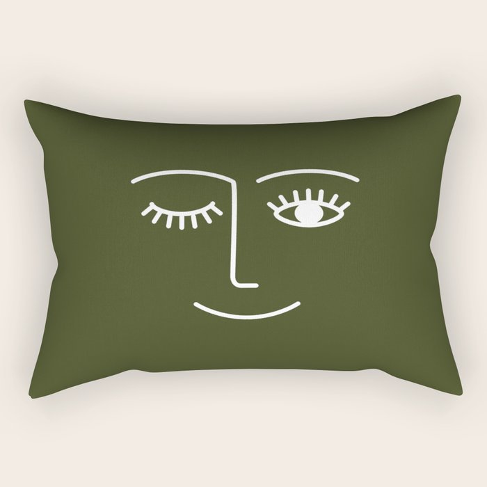 Wink (Olive Green) Rectangular Pillow Gallery Image 1