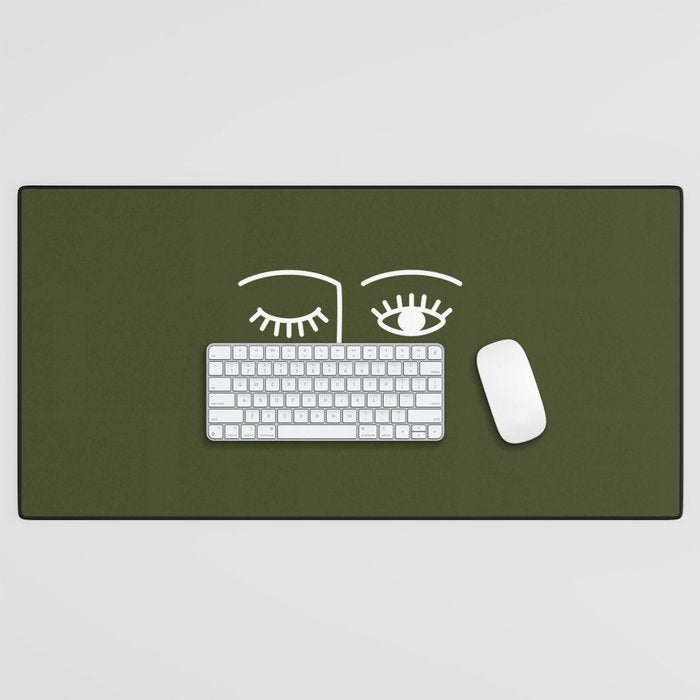 Wink (Olive Green) Desk Mat Gallery Image 1